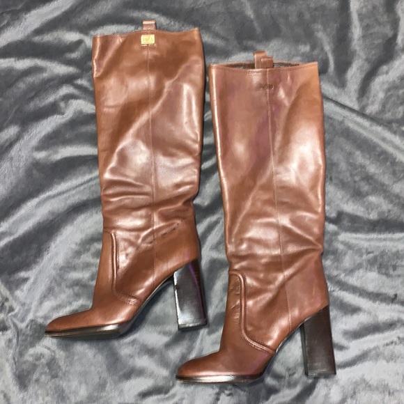 Tall brown leather boots DVF - Picture 2 of 16